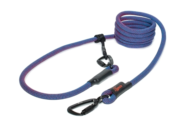 EASYLONG Hundeleine TWIST - L - 2m - blau mit roten Punkten